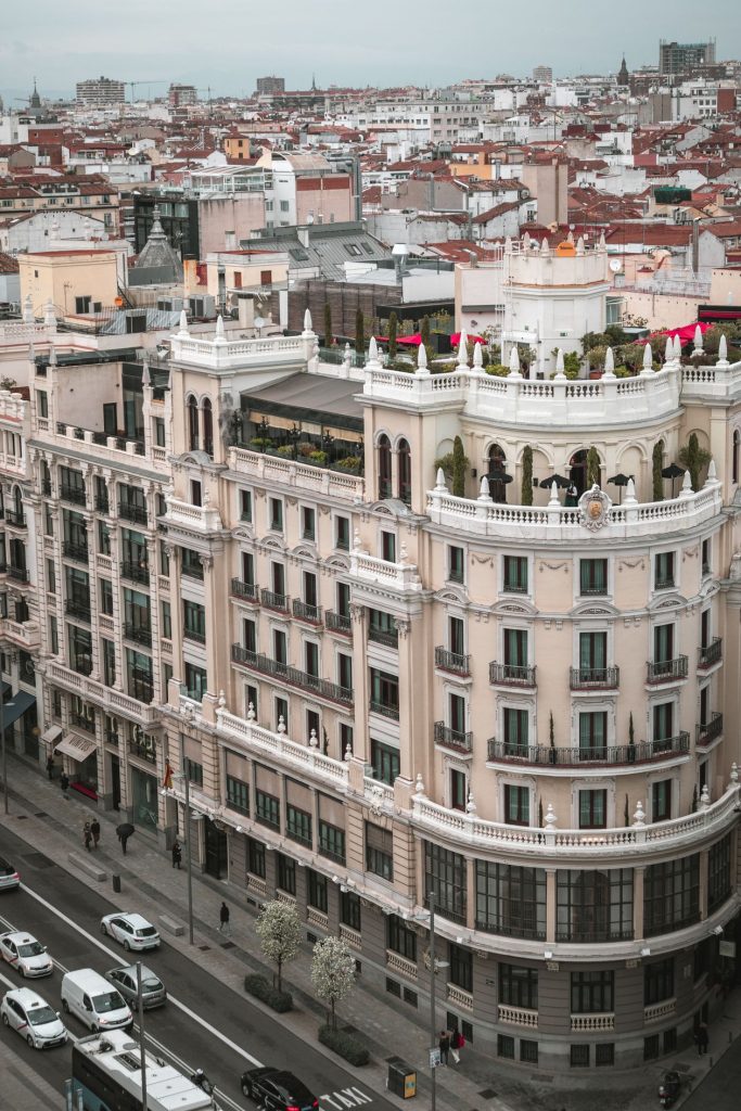 Historic buildings along the Gran Via in Madrid