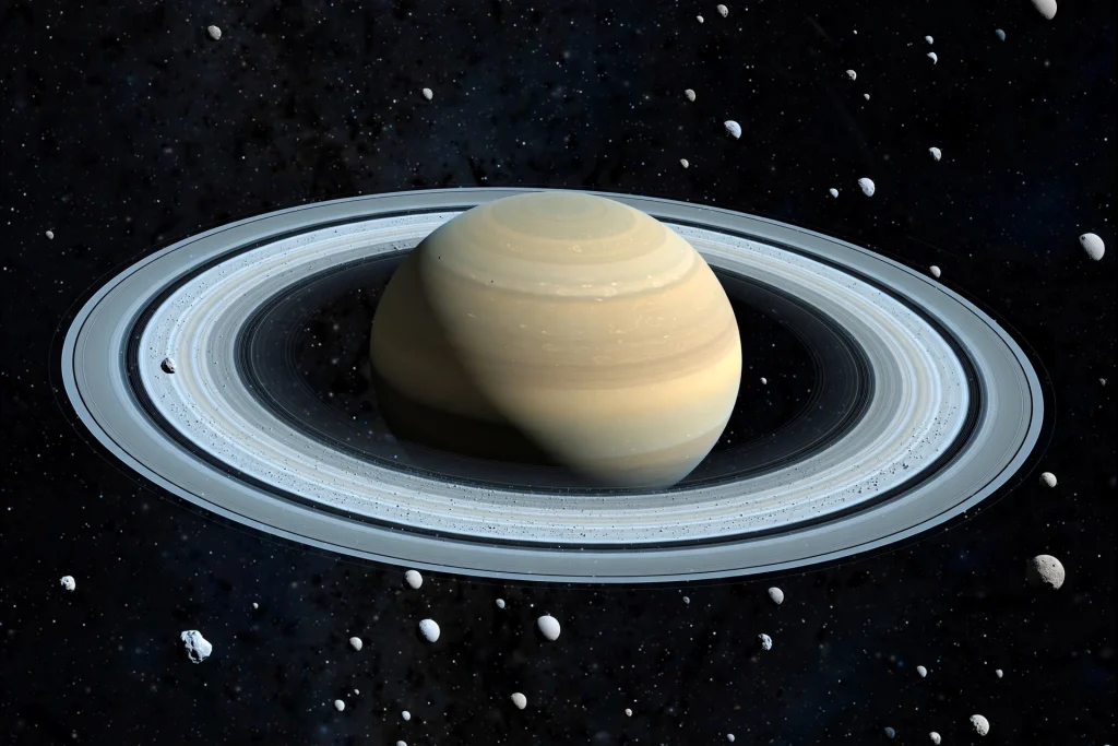 Noted: Saturn’s 274 Moons Are Mostly Captured Fragments Diagram of Saturn's irregular moon families and tilted orbits